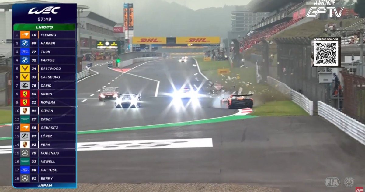 Acidente colossal entre Aston Martin e McLaren em fuji considerado incidente de corrida (VIDEO)