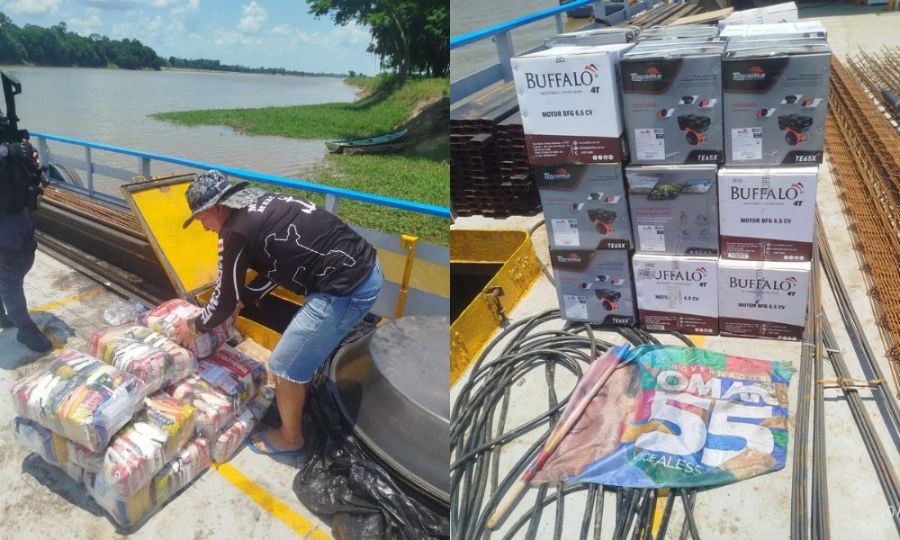 Balsa com 500 cestas básicas, motores e material de campanha de Omar Aziz é apreendida no interior do AM - Dia a Dia Notícia