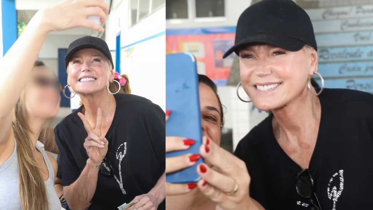 Xuxa causa alvoroço ao chegar para votar no Rio e reúne multidão; veja fotos e vídeos