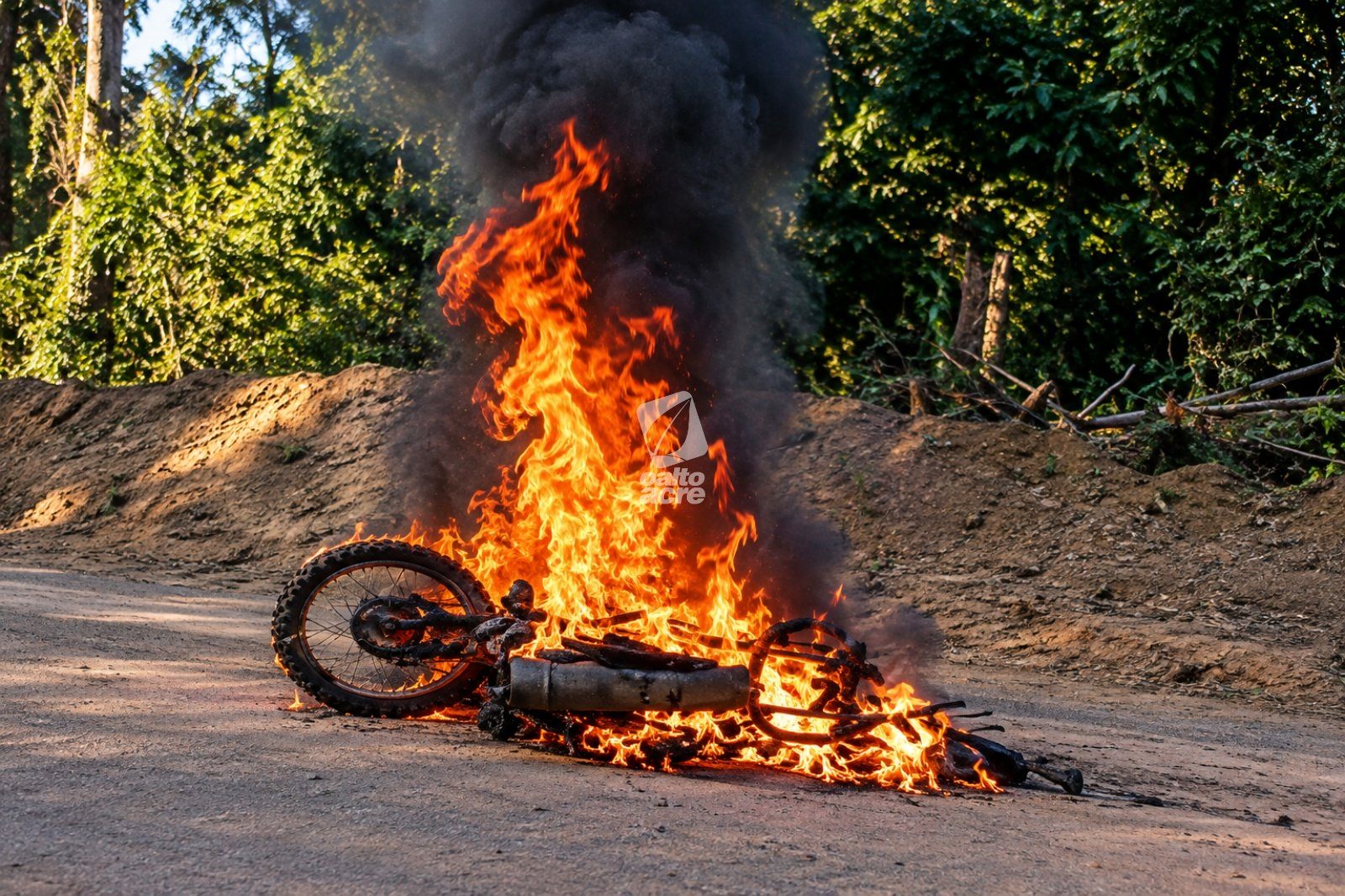 Motocicleta pega fogo após apresentar falha mecânica na zona rural de Sena Madureira - O Alto Acre