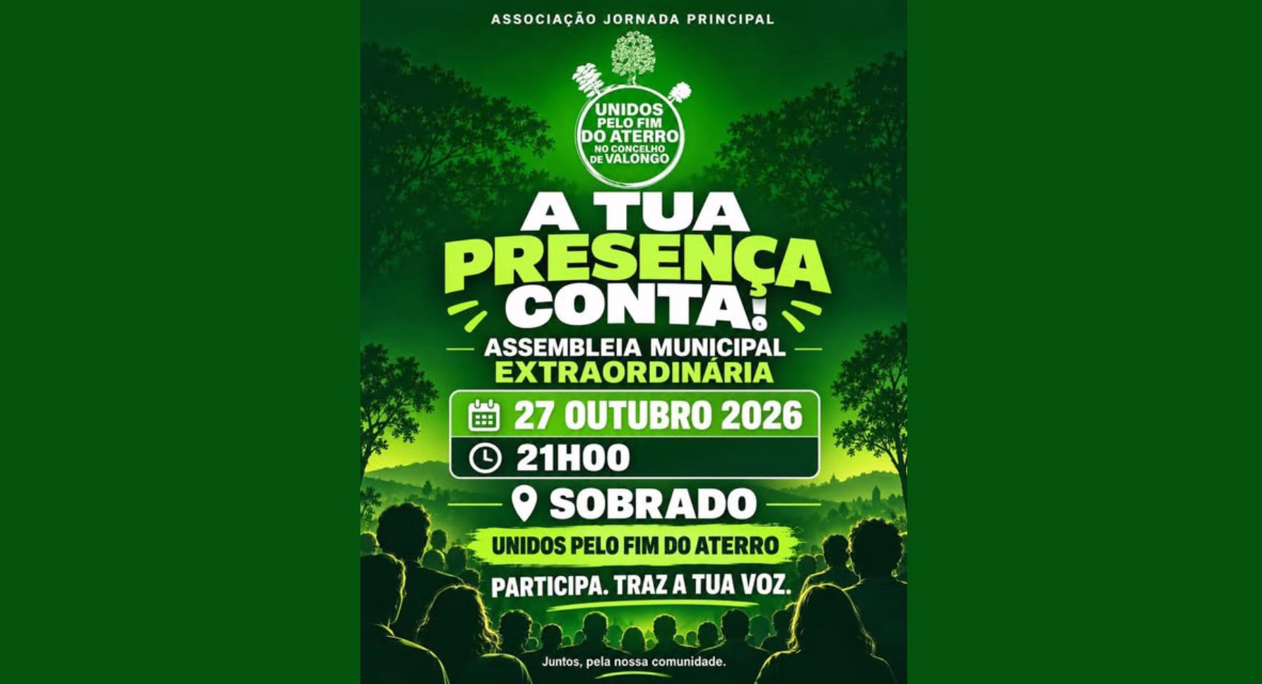 Jornada Principal apela a presença dos sobradenses na Assembleia Municipal que vai discutir aterro