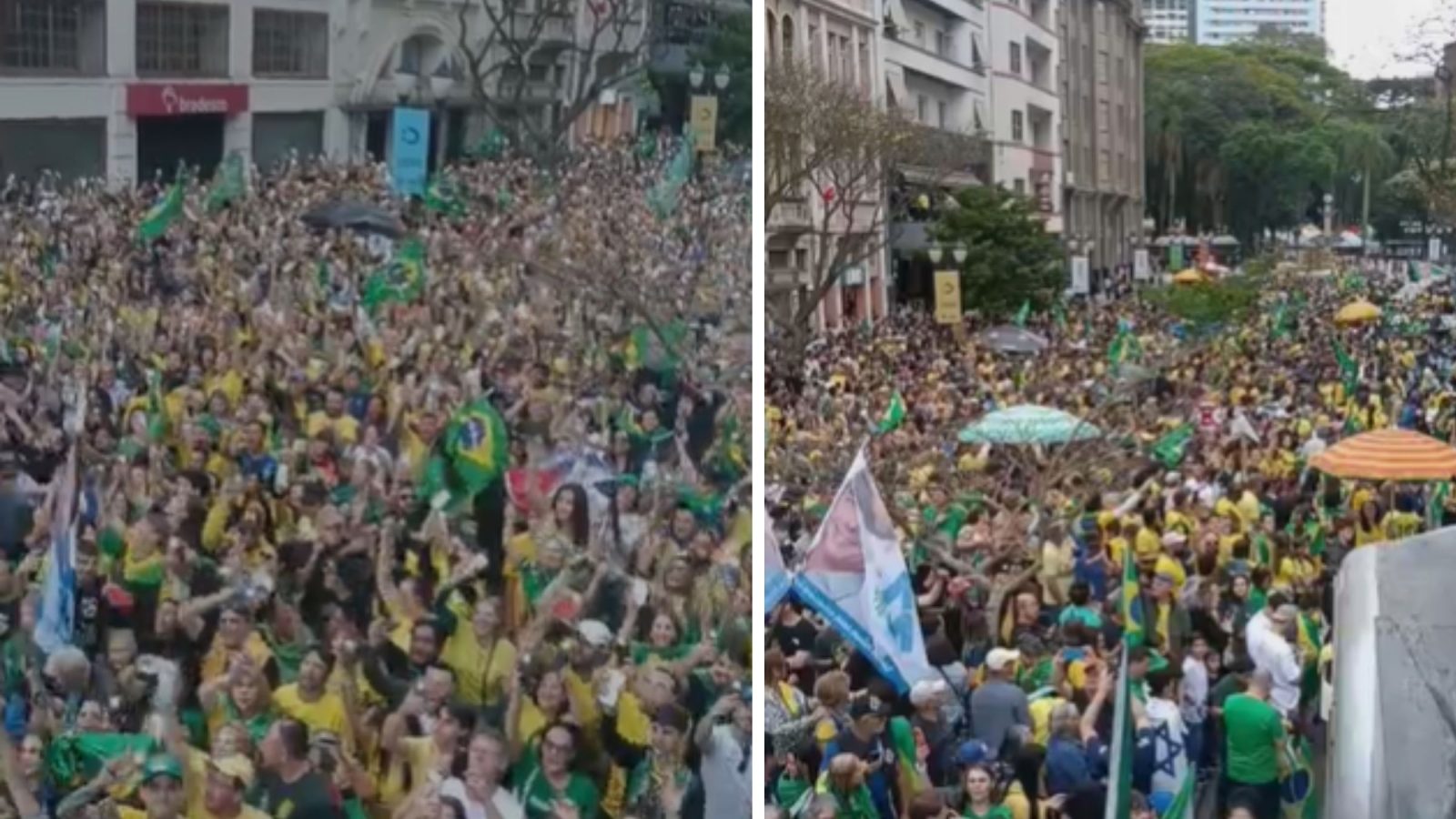 Multidão toma ruas de Curitiba em ato de apoio a Flávio Bolsonaro com presença de Sérgio Moro, Jorginho Mello e Zucco